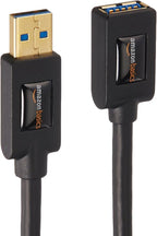 Amazon Basics 2-Pack USB 3.0 Extension Cable, Fast Data Transfer 4.8Gbps, USB-A Male to Female, Gold-Plated Connectors, 3 Foot, Black