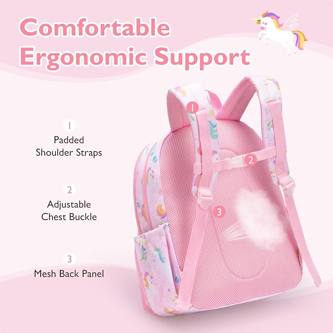 mommore Kids Backpack for Boys Girls 4-8 Kindergarten Elementary School Backpack with Lunch Box - 15” H Fit Folder