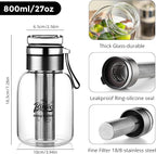 Bincoo Glass Cold Brew Coffee Maker with Extended Fine Mesh Filter, Tea Infuser Bottle Iced Coffee Maker with Thick Borosilicate Glas