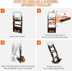 3-in-1 Aluminum Hand Truck Dolly, 660 lbs Heavy Duty Folding Trolley with Universal Wheels, Collapsible Platform Truck with Tie Down Straps for Warehouse, Supermarket, Office