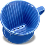 Pour Over Ceramic - Coffee Dripper Ceramic Coffee Maker with 3 Holes Flat Bottom, Porcelain Slow Filter Cone for Travel, Camping, Office, Home, Coffee Maker Brew, Blue
