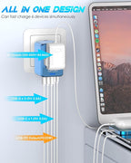 35W USB-C Travel Adapter Fast Charging for Laptop Phone, Universal Power Adapter with 5 Ports +2500W AC Outlet, International Plug Adapter Compatible for MacBook iPhone iPad Travel 200+ Countries
