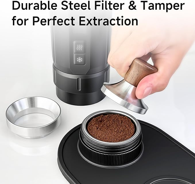 HIBREW H4C Ultra - Portable Electric Espresso Maker, 51mm Bottomless Professional Coffee Maker, USB-C Rechargeable for Ground Coffee,Compact for Camping and Travel,with Foldable Holder & Carrying Case