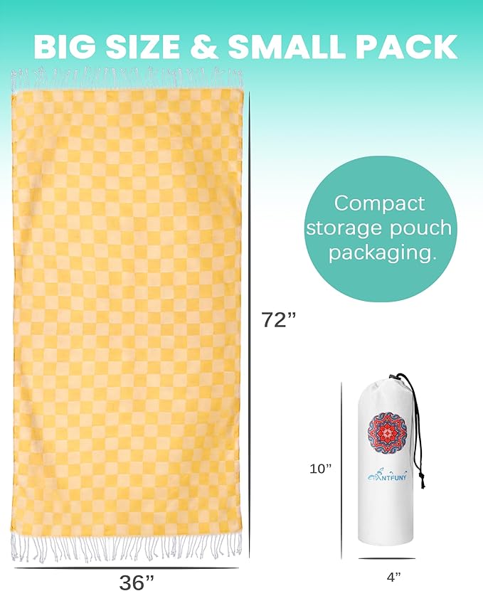 6 Packs Turkish Beach Towels Vacation Essentials Quick Dry Sand Free Oversized Bath Pool Swim Towel Extra Large XL Blanket Adult Travel Cruise Must Haves Clearance Stuff Necessities Accessories
