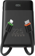 VEGER Portable Charger, Ultra Slim 22.5W Fast Charging with Built in Cable, Flight-Safe 10000mAh USB C Power Bank Battery Pack, Travel Essential Phone Powerbank for iPhone 17 16 Samsung S25 Google etc
