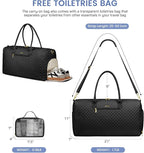 Women Weekender Travel Duffle Bag: Travel Duffel Overnight Bags with Shoe Compartment Large Carry on Tote with Toiletry Bag Weekend Traveling Yoga Gym Hospital Bag for Women with Wet Pocket Black