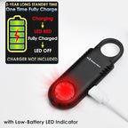 135dB Rechargeable Personal Safety Alarm Built-in Ultra-Bright Flashlight. Non Slip Grip Keychain Emergency SOS Siren for Women, Students, Night Runner. Loud Sound Hiking Bear Alerts with Hook. Black