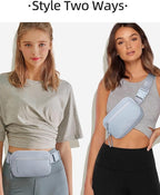 WESTBRONCO Fanny Packs for Women Men, Belt Bag with 4 Zipper Pockets, Fashion Waist Packs, Lightweight Crossbody Bags with Adjustable Strap for Workout/Running/Hiking (Light Grey)