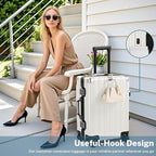 Krute Zipperless Luggage 24 Inch Aluminum Frame Suitcase with Spinner Wheels PC+ABS Hardide Checked Luggage TSA Approved No Zipper Travel Suitcase White