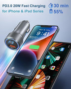 USB C Car Charger 36W, OKRAY 3-Pack Fast Charging PD3.0+QC3.0 Dual USB Car Phone Charger 12v Type C Cigarette Lighter Adapter for iPhone 17 16 15 14 13 Pro, Samsung Galaxy S25 S24 A16, Pixel 9 (Grey)