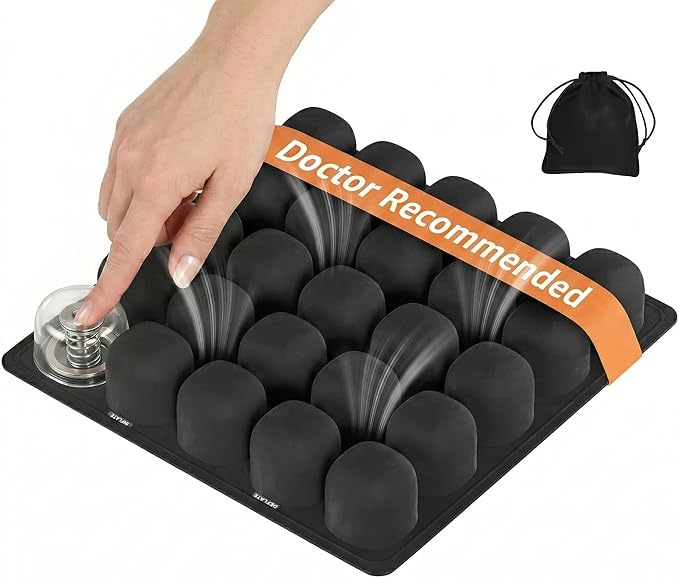 Inflatable Travel Seat Cushion for Airplane - Portable Air Pad with Built-in Pump for Long Haul Flight Essentials - Ergonomic Tailbone & Sciatica Pain Relief, Non-Slip, 15.7x15.7, Black