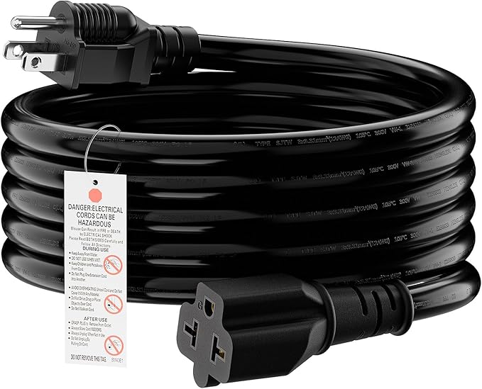 (10-Feet) NEMA 5-15P to 5-15R/ 5-20R/ 6-15R/ 6-20R AC Adapter, Plugrand 12AWG 15 Amp Household AC Plug to 20 Amp T Blade Adapter Cable, 15A 125V to 20A 250V Extension Cable, 10FT, Yellow