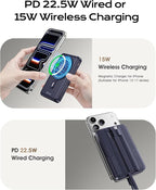 for Magsafe Portable Charger, 10000mAh Magnetic Power Bank with Foldable Stand, PD 22.5W Fast Charging with USB-C Cable, Wireless Portable Charger for iPhone 17/16/15/14/13/12 Series, Blue