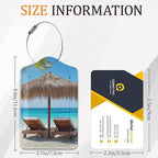 Seaside 3 Pack Luggage Tag for Suitcase, Unique Leather Travel Tags Identifiers with Privacy Name Address Labels & Durable Steel Loop for Women Men Travel