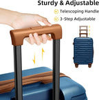 6 Piece Luggage Sets with Bags, Lightweight Expandable Checked Luggage Sets, Hardshell ABS Spinner Wheels Carry on Suitcase with TSA Lock, for Travel, Women Men (Nayy Blue, 18/20/24/28inch+2bags)