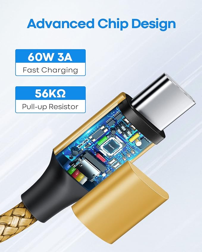 etguuds Gold USB C to USB C Cable 1ft, 2-Pack 60W USBC to USBC Cord, Type C to C Charger Cable Fast Charging for iPhone 17 16 15 Pro Max Plus Air, Samsung Galaxy S25 S24 S23, for MacBook/iPad, Pixel