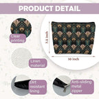 Witchy Goth Makeup Bag, Vintage 1920s Bats and Flowers Aesthetic Cosmetic Toiletry Bag for Women