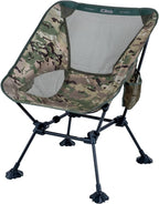 iClimb Ultralight Compact Camping Folding Beach Chair with Anti-Sinking Large Feet and Back Support Webbing (Woodland - Square Frame)