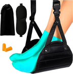 Airplane Foot Hammock for Plane Travel, Adjustable Footrest with 3 Height Positions, Soft Memory Foam Leg Support for Long Flights, Travel Foot Rest with Eye Mask & Earplugs