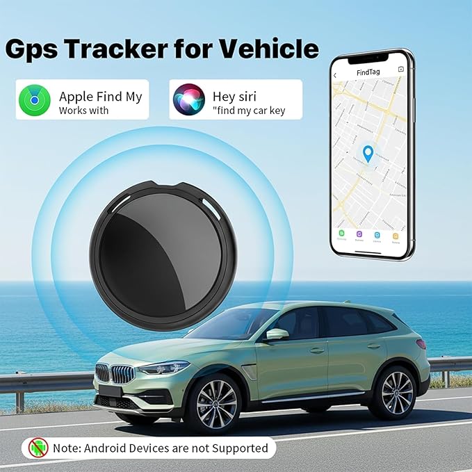 No Subscription GPS Tracker for Vehicles Work with Find My(iOS Only) Real-Time Mini Tracker Tags Global Coverage Hidden Car Location Tracking Tags Device with Magnetic Case No Monthly Fee Required