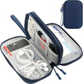 CAAORDKSO Electronic Organizer Travel Cable Accessories Bag, Double Layer Tech Pouch Accessories Carry Case, Travel Essentials for Cable, Cord, Charger, Phone, Power Bank, Earphone (Navy Blue, Large)
