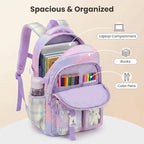 PRLINJSK Girls Backpack，Cute School Backpack for Girls Kids Teens，Kawaii Bookbag for Primary Elementary