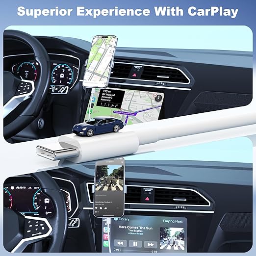 Car Carplay Cable for iPhone 17/Pro Max/Air/15/16 Pro Max/Plus/16e,6FT 2Pack USB A to USB C for iPhone USB C Cord,USB C Cable for iPad Pro/iPad Air Android Charger Cord Type-C Charging Cable,White