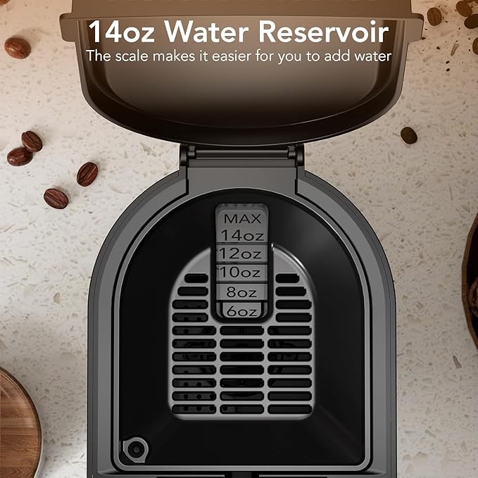COWSAR Single Serve Coffee Maker, 2 in 1 Coffee Brewer for K-CUP Pod & Ground Coffee, 6-14 Oz Adjustable Brew Sizes, 14Oz Water Reservoir, Self-cleaning Compact Coffee Machine for Home Office Travel