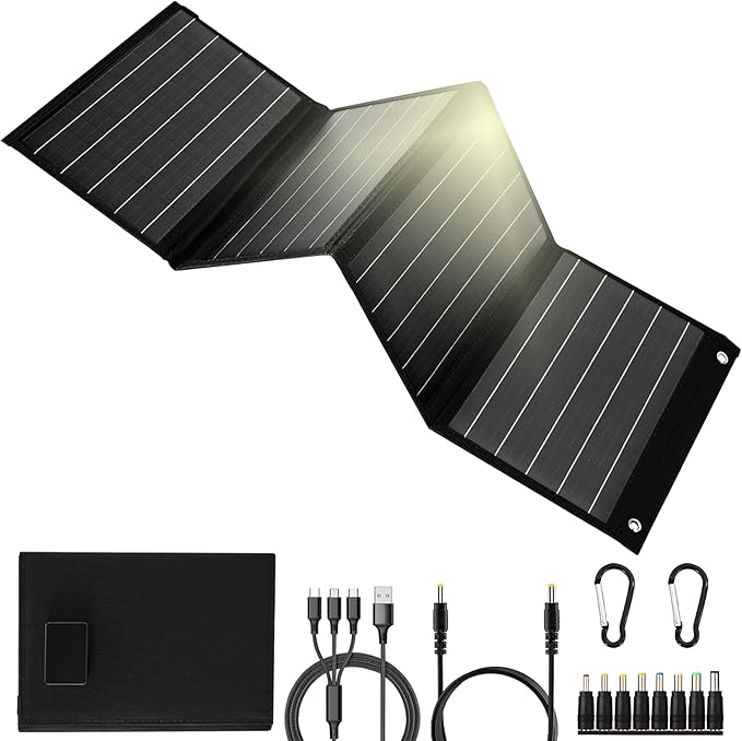 40W Foldable Solar Panel Charger,25% High Efficiency Portable N Type Cell,USB-C/USB-A/DC12V MPPT Fast Charging, IP67 Waterproof Lightweight Solar Charger for Outdoor Travel Emergency