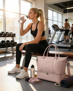 HOTOR Travel Duffel Bag - Weekender Bags for Women, Gym Tote Bags with Shoe Compartment, Carry On Overnight Bag with Toiletry Bag for Travel Essentials and Travel Accessories, Pink, 15.8"×18.1"×8.7"