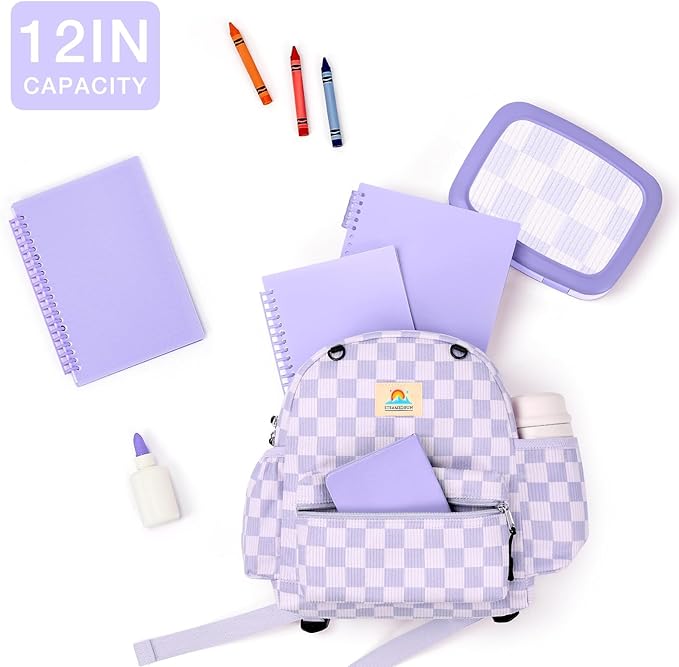 STEAMEDBUN Corduroy Toddler Backpack for Girls 2-4: Kids backpack for Boys Girls - 12 inch Preschool Kindergarten Backpacks - Checkerboard