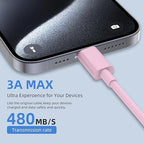 Car Carplay for iPhone 17 16 15 Charger Cord, 2Pack [3FT+6FT] USB A to USB C Charging Cable for Apple 17 Air/16 15 Pro/Pro Max/Plus Type C Cord, for iPad Pro 12.9/11, for Android(Pink)