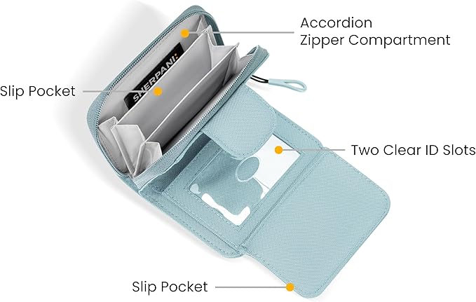 Sherpani Barcelona, Nylon Bifold Zipper Pocket Wallet for Women, Travel Bag, RFID Protection