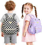 STEAMEDBUN Corduroy Toddler Backpack for Boys 2-4: Kids backpack for Boys Girls - 12 inch Preschool Kindergarten Backpacks - Checkered