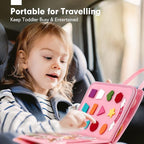 hahaland Toddler Busy Board Montessori Toys for 3 Year Old Girl Gifts, Educational Learning Toys with Life Skills, Alphabet, Number, Shape, Color, Car Ride Airplane Travel Toy Toddlers Girls Busy Book
