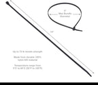 Gardner Bender 46-315UVBM DoubleLock Cable Tie, 14 Inch., 75 lbs. Tensile Strength, Wire / Cord Management Industrial and Household Use, Nylon Zip Tie, 1000 Pk., UV Resistant Black