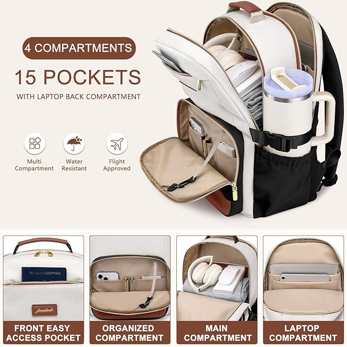 Large Laptop Backpack for Women Bookbag: 18 inch Work School Backpacks with Pocket for Large Capacity Cup & USB Charger College Book Bag Travel Business Nurse Teacher Bookbags Anti-theft Back Pack