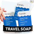 FOMIN - Antibacterial Paper Soap Sheets for Traveling - 300 Unscented Portable Hand Soap Sheets for Travel in Tin - Dissolvable Mini Portable Travel Soap Sheet for Hand Washing, Camping and Hiking