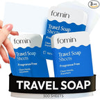 FOMIN - Antibacterial Paper Soap Sheets for Traveling - 300 Unscented Portable Hand Soap Sheets for Travel in Tin - Dissolvable Mini Portable Travel Soap Sheet for Hand Washing, Camping and Hiking