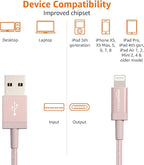 Amazon Basics 2-Pack USB-A to Lightning Cable, Apple MFi Certified, Nylon Braided Cord for iPhone 14 13 12 11 X Xs Pro, Pro Max, Plus, iPad, Data Sync, High Speed Transfer, 6 Foot, Rose Gold