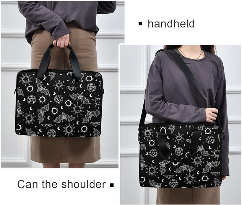 MNSRUU Laptop Bag for 15.6 inch Black Gothic Bats