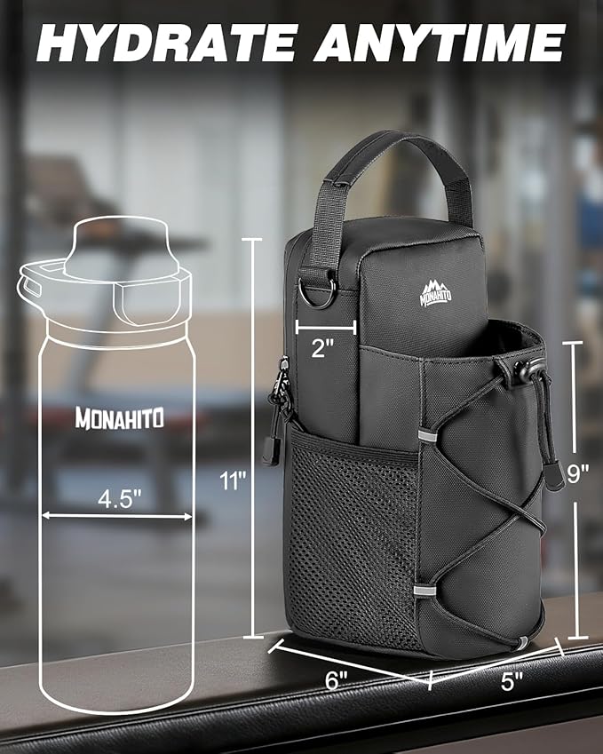 Magnetic Gym Bag for Men - Water Bottle Carrier Holder Bag with Shoulder Strap, 4 Built-in Magnets Gym Gifts for Men