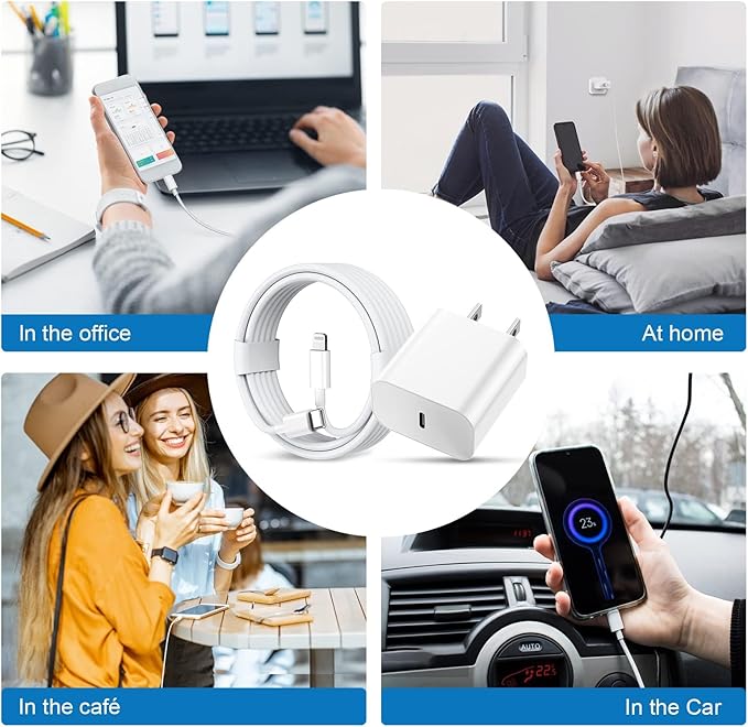 GREPHONE iPhone Charger Fast Charging,20W PD USB C Wall Charger 4 Pack with 6FT Fast Charging Cable - Fast Charger for iPhone 14/14 Pro Max/13/13 Pro/12/12 Pro/11/11 Pro/XS, iPad