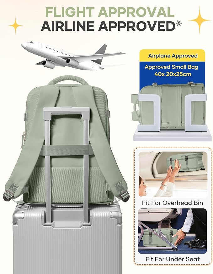coofay Large Travel Backpack For Women Men Airline Approved Carry On Backpack Flight Approved Waterproof Sports Luggage Backpack Casual Daypack Small Hiking Backpacks Grey Green