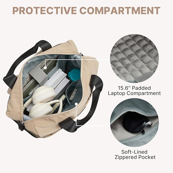 G4Free Protective 16" Laptop Backpack, Large Work Bag for Men Women, Slim Casual Backpacks for Travel, College, Business, Khaki