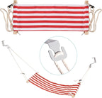 PATIKIL Foot Hammock Under Desk, Adjustable Foot Rest Sling with Hooks Portable Desk Footrest for Airplane Travel Home Office, Red White Style 1
