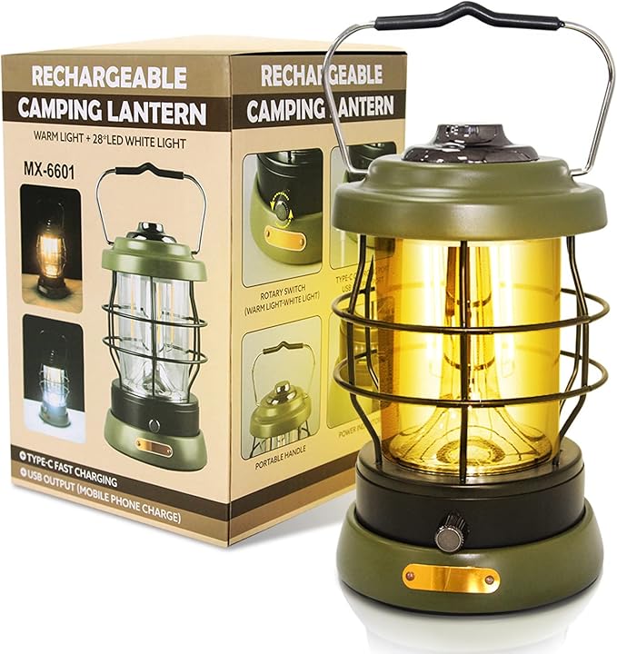 Rechargeable Camping Lantern 1500 High Lumens Hurricane Camp Light 2 Modes Portable Electric Tent Lamp Hands-Free Flashlight Lantern,5000 mAh Battery LED Lanterns for Power Outages