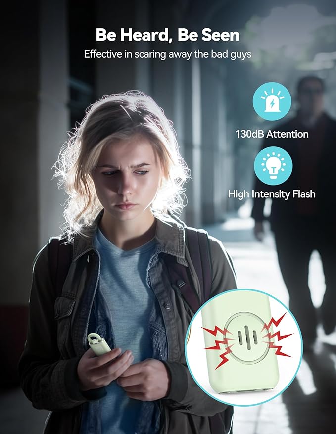 TECKNET Rechargeable Personal Safety Alarm for Women, 130dB Self Defense Keychain Alarm with SOS Strobe Light, Low Battery Notice, Personal Alarm Loud Siren Safety Keychain for Girls Kids Elderly