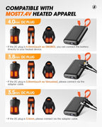 7.4V 20000mAh Heated Vest Battery Pack, Battery Pack for Heated Vest Compatible with ORORO, for TODWARM, for Weamest, for XINSONYUELL, Rechargeable Power Bank with Built-in USB-C Cable