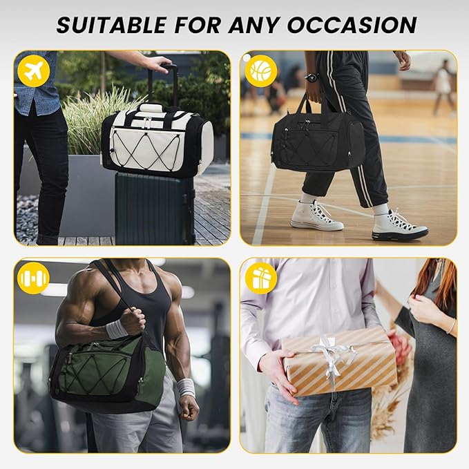Vorspack Gym Bag for Men - 18 Inches Small Duffle Bag for Travel Lightweight Duffel Bag with Shoe Compartment Personal Item Travel Bag Weekender Bag for Travel Sports Gym - Green